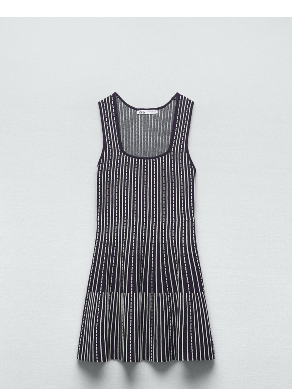 Zara navy & White Vertical Stripe Knit Mini Dress